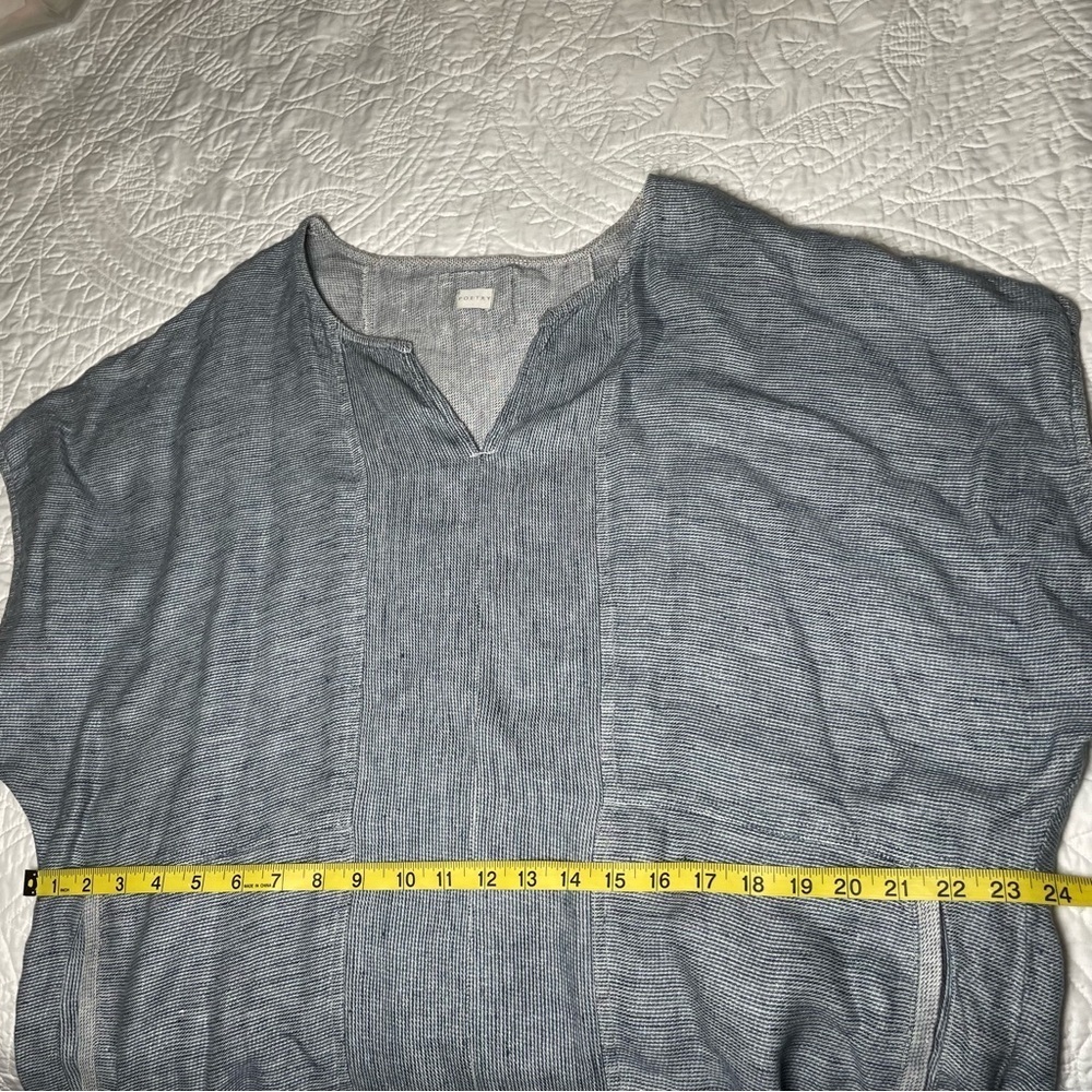Poetry 100% Linen Blue/Gray Lagenlook Tunic Top Dress Women’s Size US 14 - Picture 2 of 11